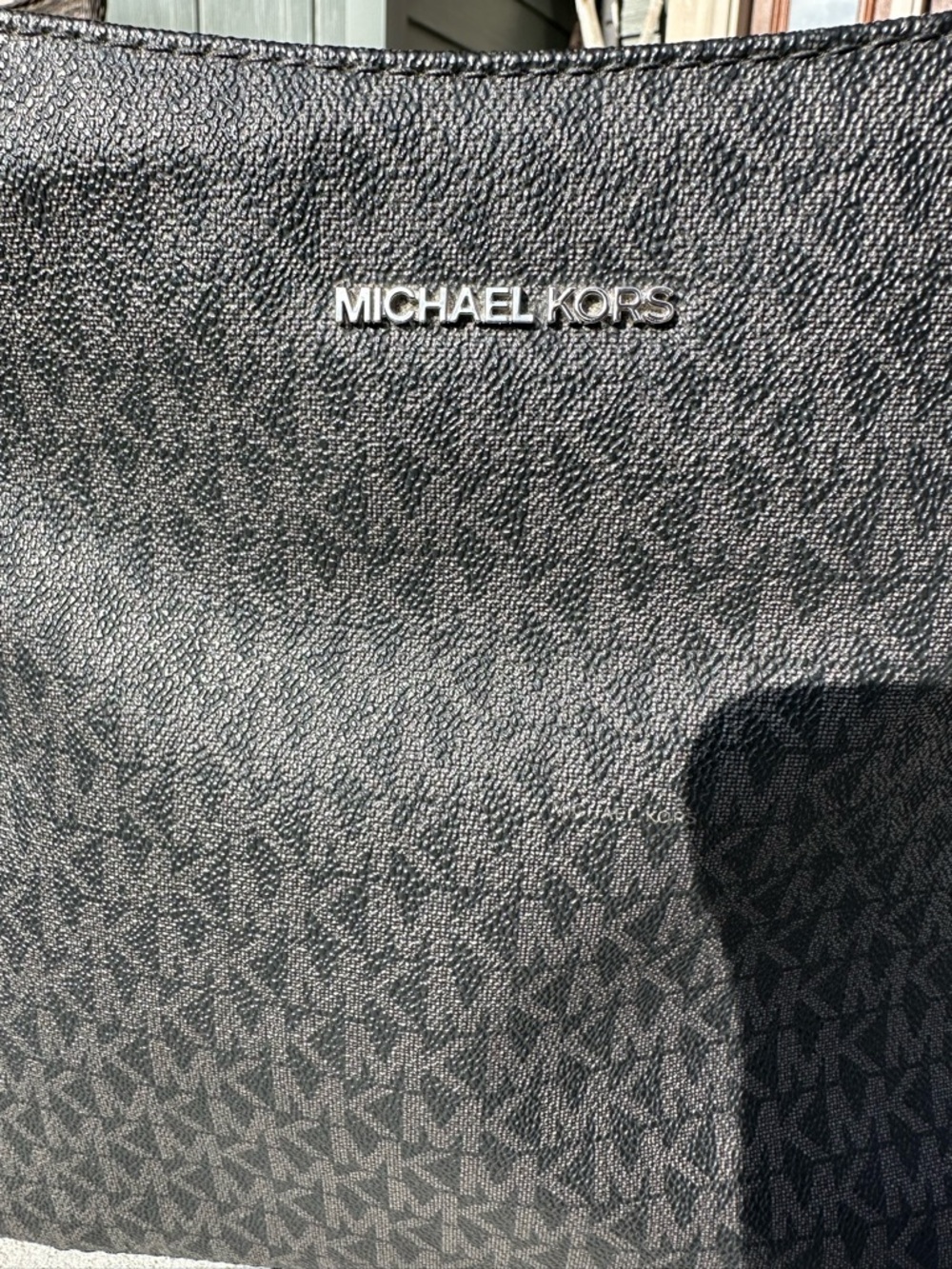 Michael Kors Black MK Logo Crossbody with Silver Charm - Picture 2 of 6